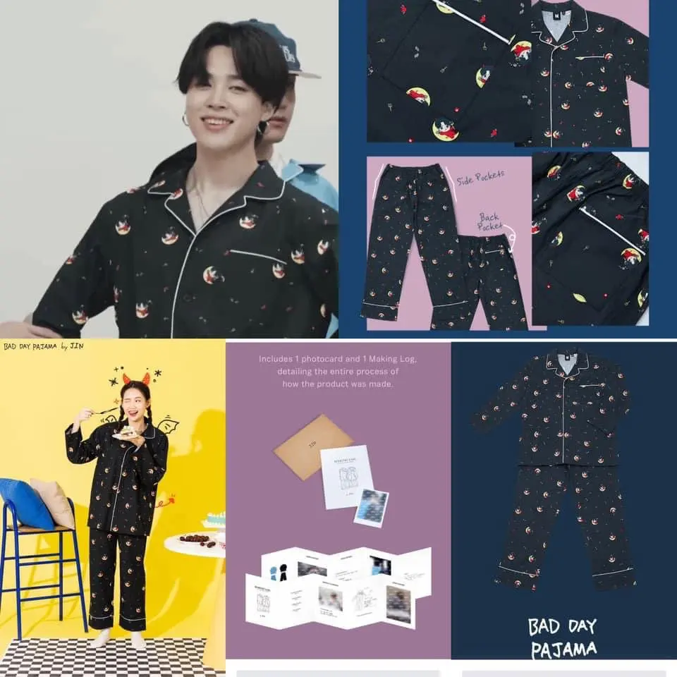 KPOP Jin Pajamas By Jin Bangtan Boy Summer Cute Cartoon Pajamas Set Kawaii Homewear Set Women ARTIST-MADE COLLECTION