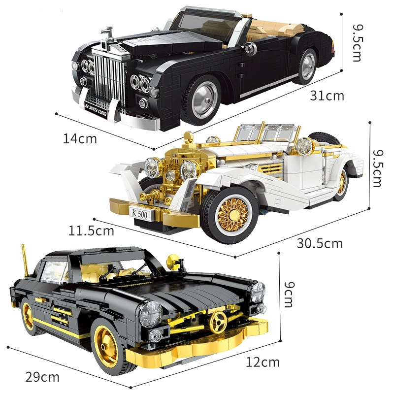 

Classic Car Racing Speed Champions Racer Technique MOC Supercar Sets Old Models Building Blocks Brick Toys For Children