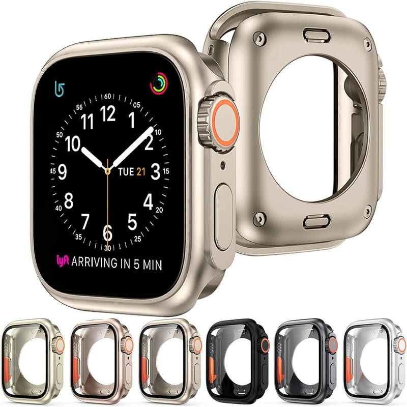 HUBANDE Защитный экран для Apple Watch 44 мм 45 40 41 Прочный задний бампер из ПК