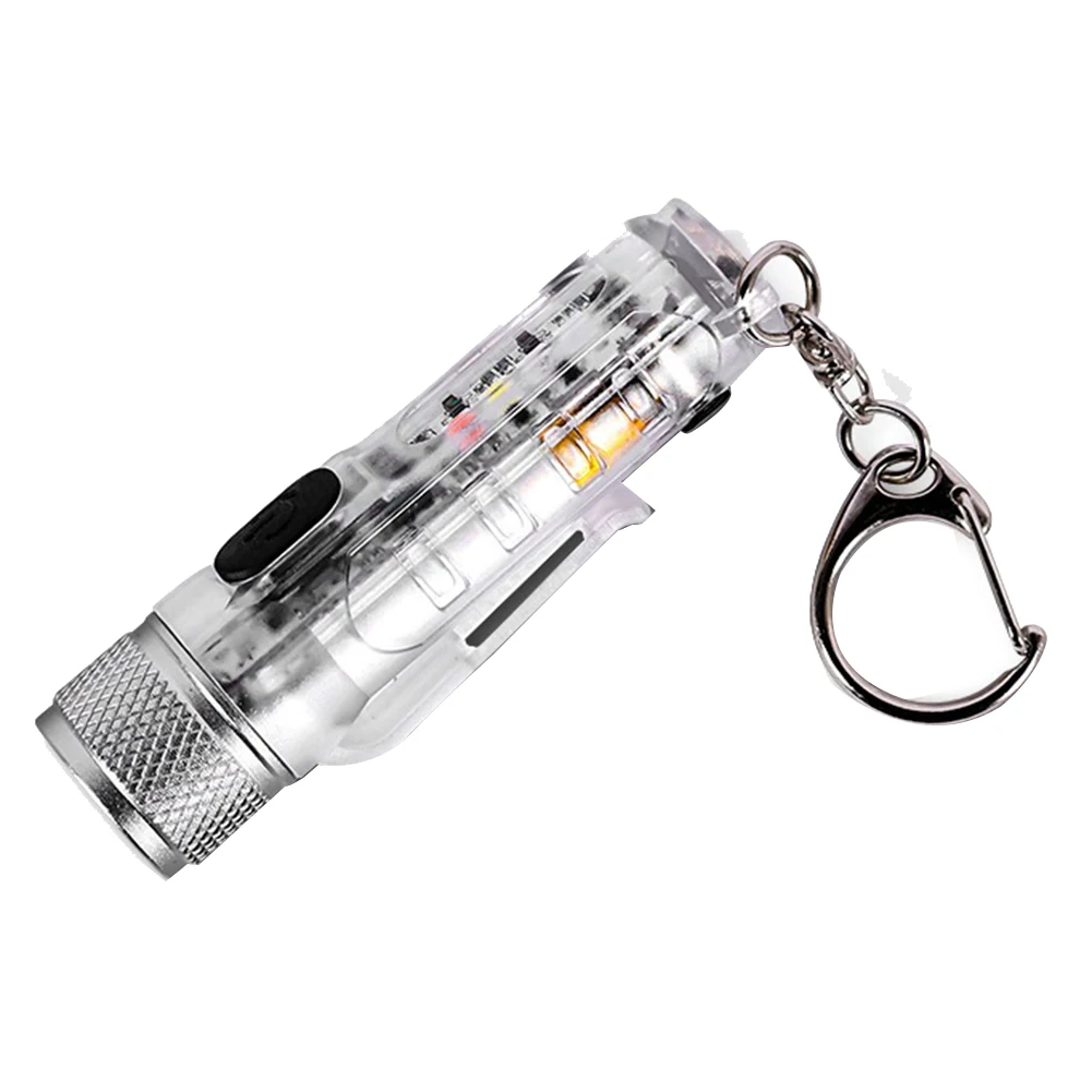 

Mini Torch with Buckle LED Flashlight USB Rechargeable Keychain Pocket Lamp Waterproof Light for Outdoor Transparent