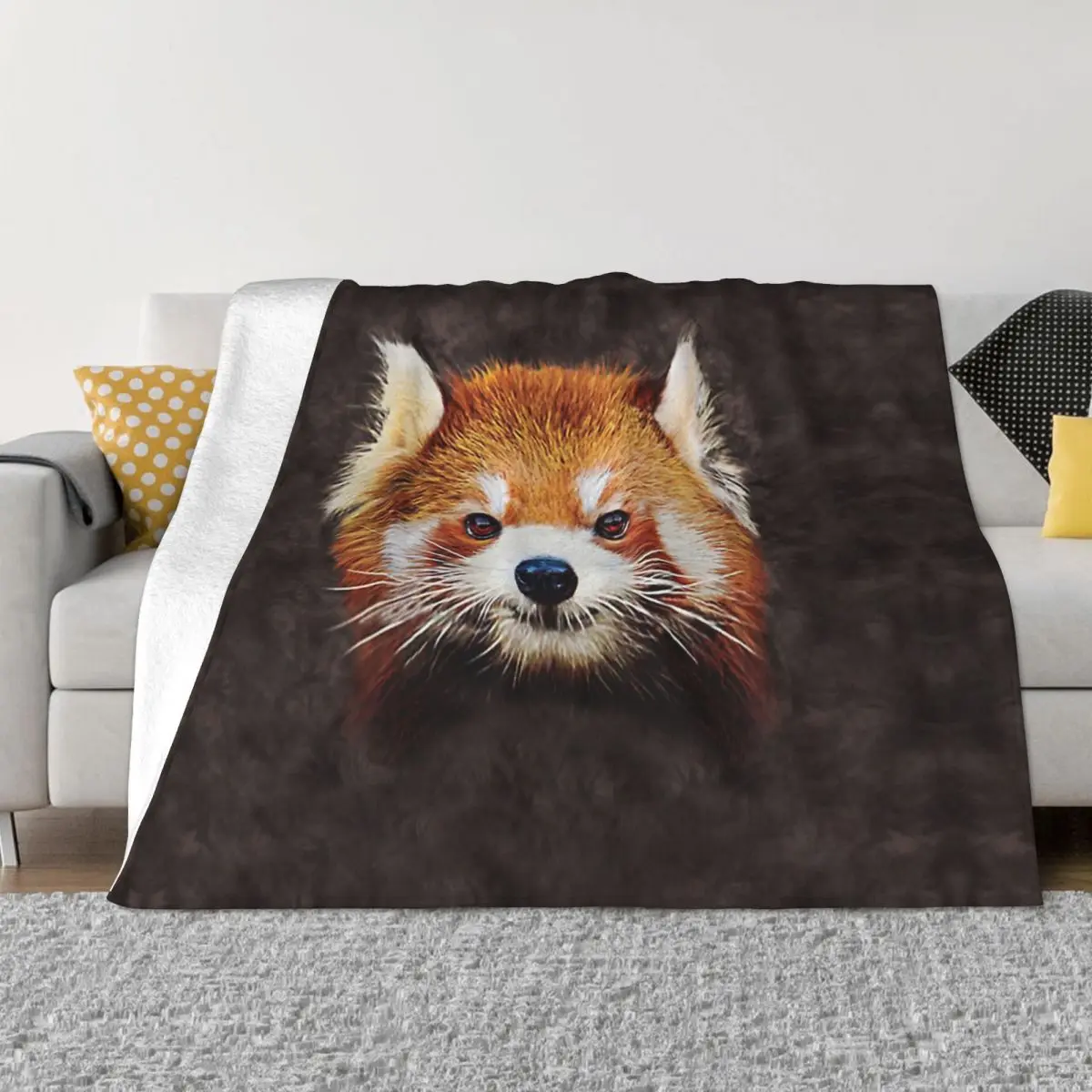 

Red Panda Ailurus Fulgens The Cutest Species Blanket Flannel Decoration Cute Portrait Face Portable Home Bedspread