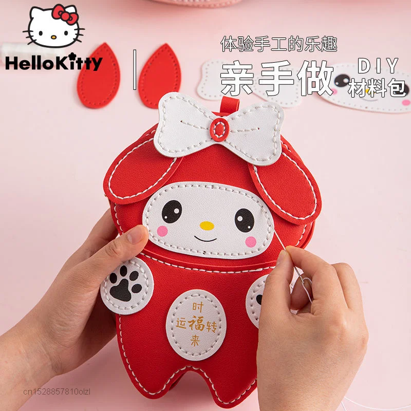 

Sanrio My Melody Cartoon DIY Handmade Bag Material Messenger Bag With Thread Needle Birthday Handmade Gift Shoulder Bag
