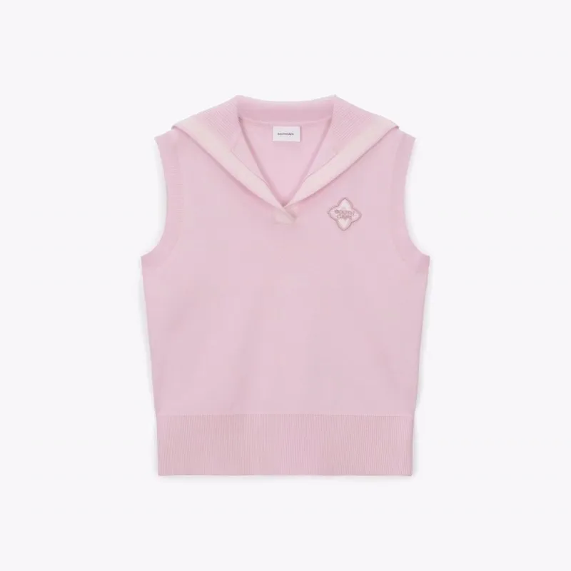 Women's Sailor Collar Hooded vest Casual V Neck Sleeveless Vest Tank Top Solid Ribbed Knit Sweater Vests