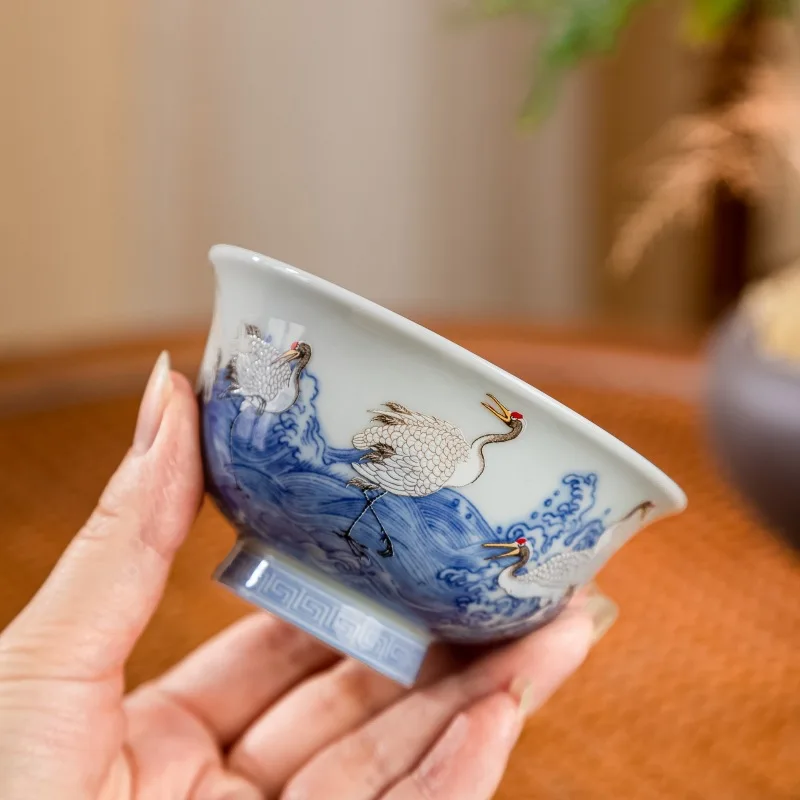 Цзиндэчжэнь Qitang античная грязь синий и белый морской журавль керамическая