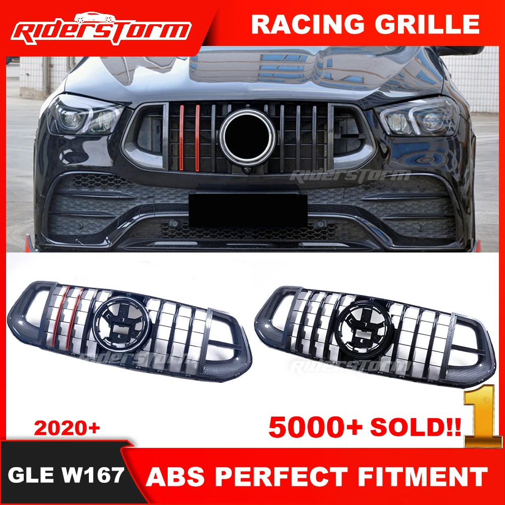 Year 2020+ New GLE W167 Front Bumper Grill For Merced GLE Class Sport Model V167 Grille GLE450 Grille Red and Black CF GT Grille