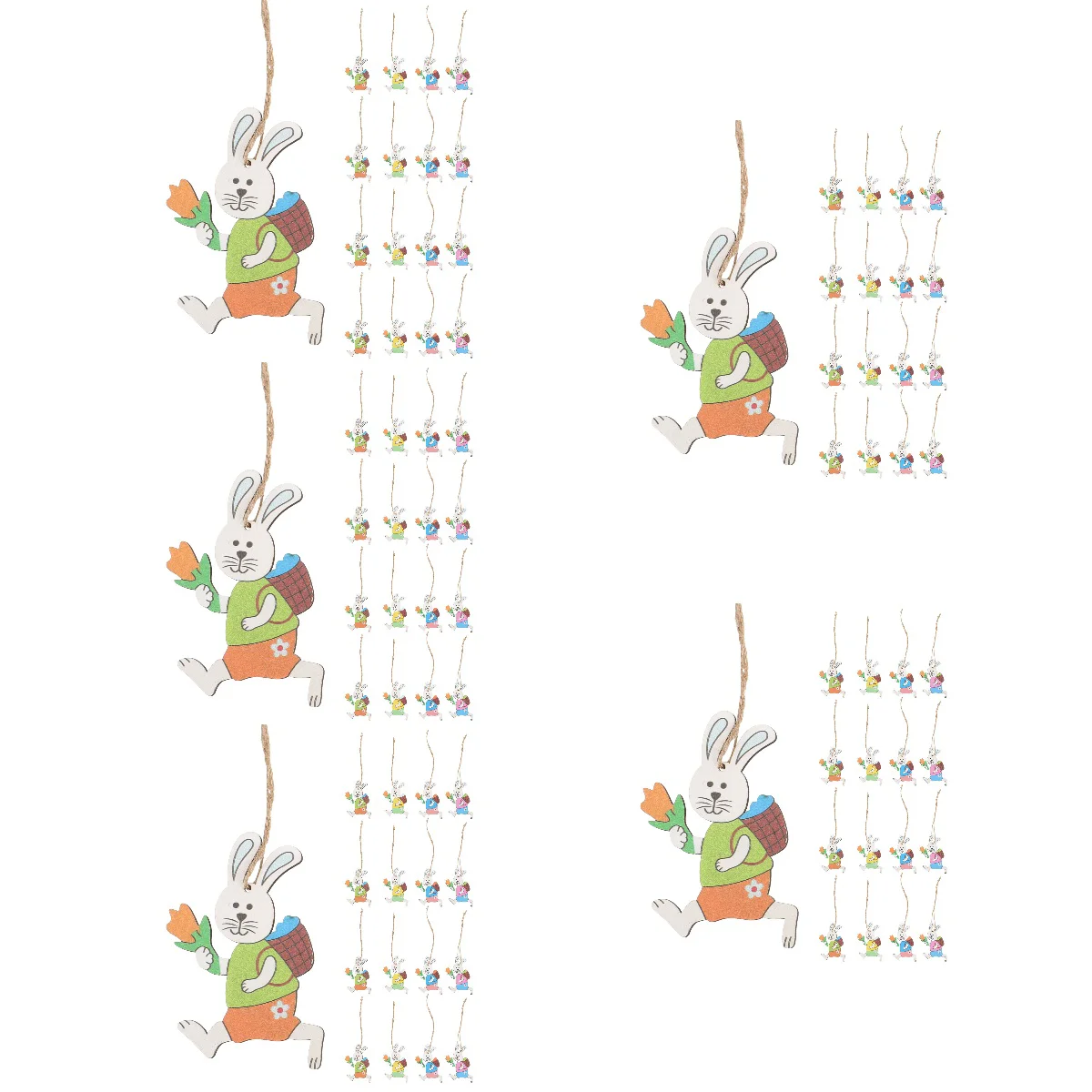 

200 pcs Easter Wooden Hanging Ornaments Wood Bunny Decoration Bunny Embellishments