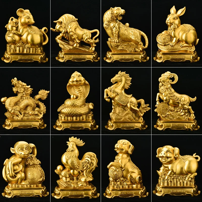 

All Bronze Zodiac Ornaments Rat Ox Tiger Rabbit Dragon Snake Horse Sheep Monkey Chicken Dog Pig Handicrafts Ornaments Decoracion