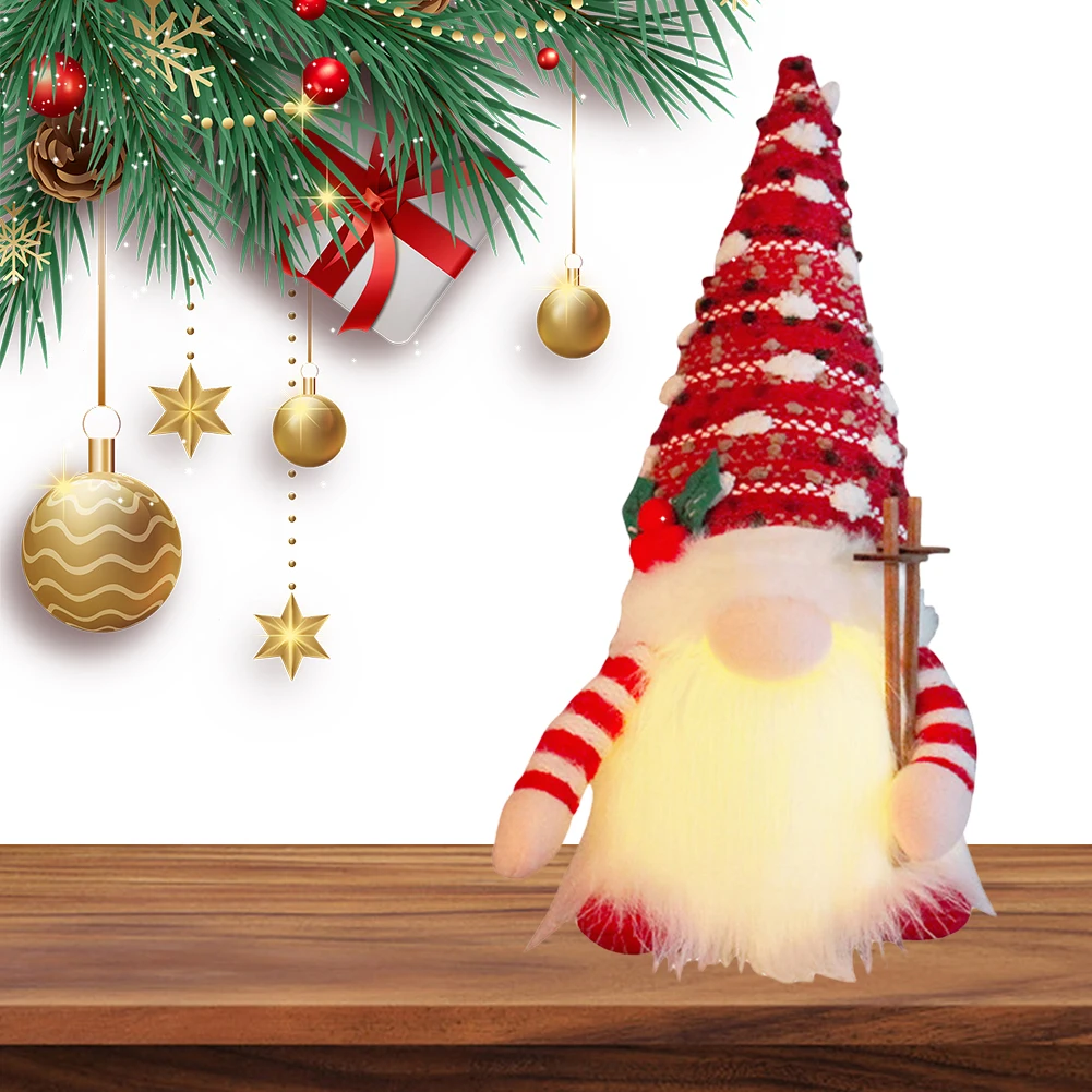 Рождественская светящаяся кукла-гном со санками и светодиодной подсветкой