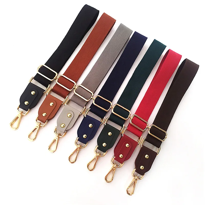 

2021 New Fashion Pure Color Cotton Webbing With Pu Leather Long Shoulder Strap Adjustable Shoulder Messenger Bag Accessory
