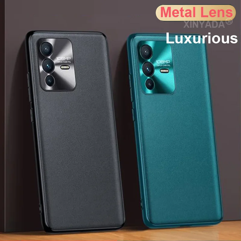 

Роскошный кожаный чехол с металлическими линзами для Vivo S12 Pro, мягкий силиконовый чехол-бампер из ТПУ для телефона Vivo S12 Pro, чехол
