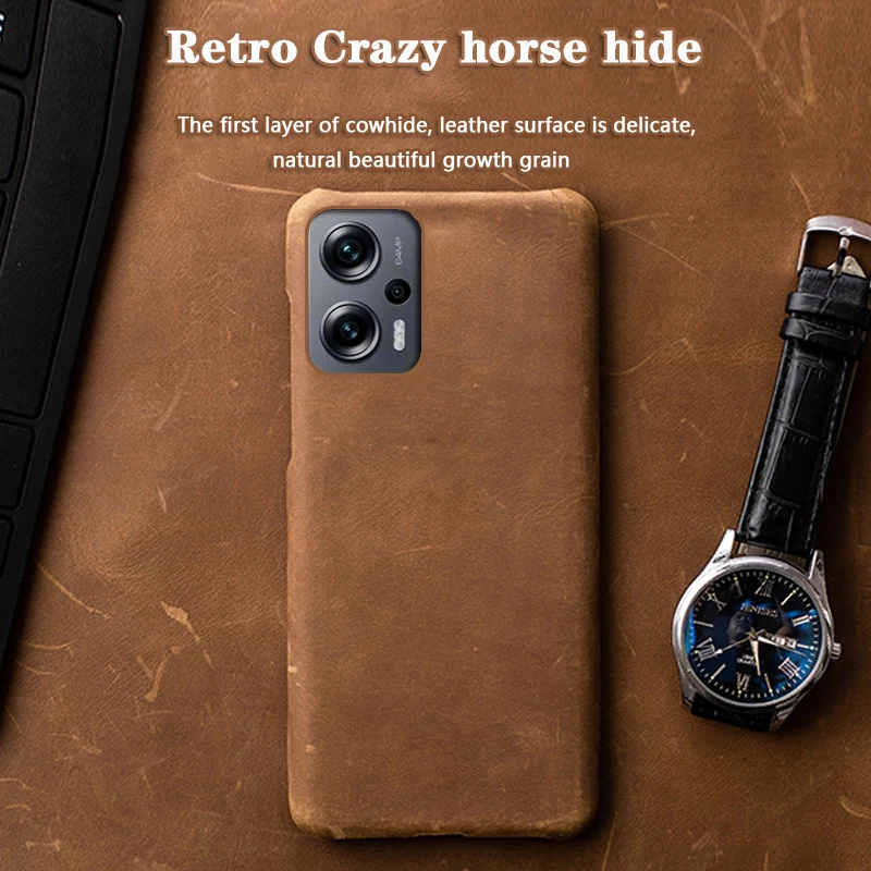

Leather Phone Case For Pocophone Poco F5 X5 M5 F2 F3 F4 X2 X3 X4 X5 GT M3 M4 M5s Pro Case Cowhide Crazy Horse skin Back Cover