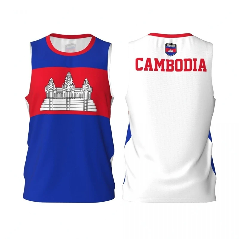 Камбоджа Флаг Графические майки Простые модные мужские и женские баскетбольные