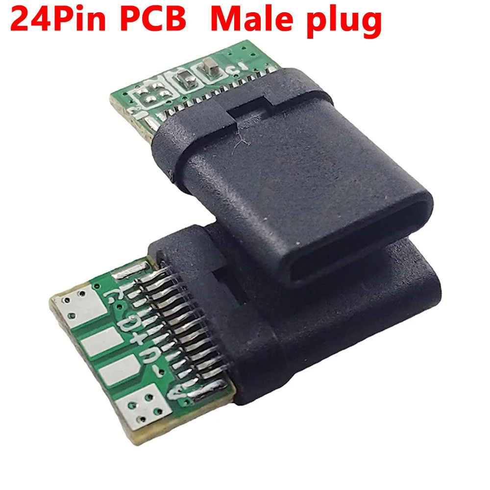 

24 Pin USB 2.0 Type-C Connector 24Pin Male plug 4 pad header Data line test PCB Board Receptacle Adapter to Solder Wire & Cable