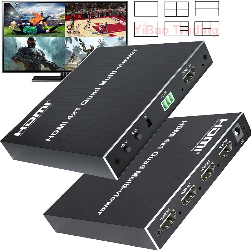 

4X1 HDMI мультипросмотр 1080p HD 4-канальный четырехъядерный разветвитель в режиме реального времени бесшовный переключатель 4-в-1 Multiviewer 2x2 1 + 3 6 реж...