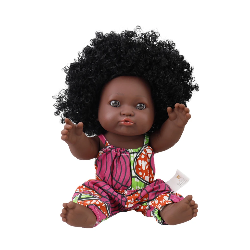 

30cm Vinyl African American Doll Dress up Lifelike Toy Adorable Girls Cute Realistic Gifts for Infants Newborn Type 1
