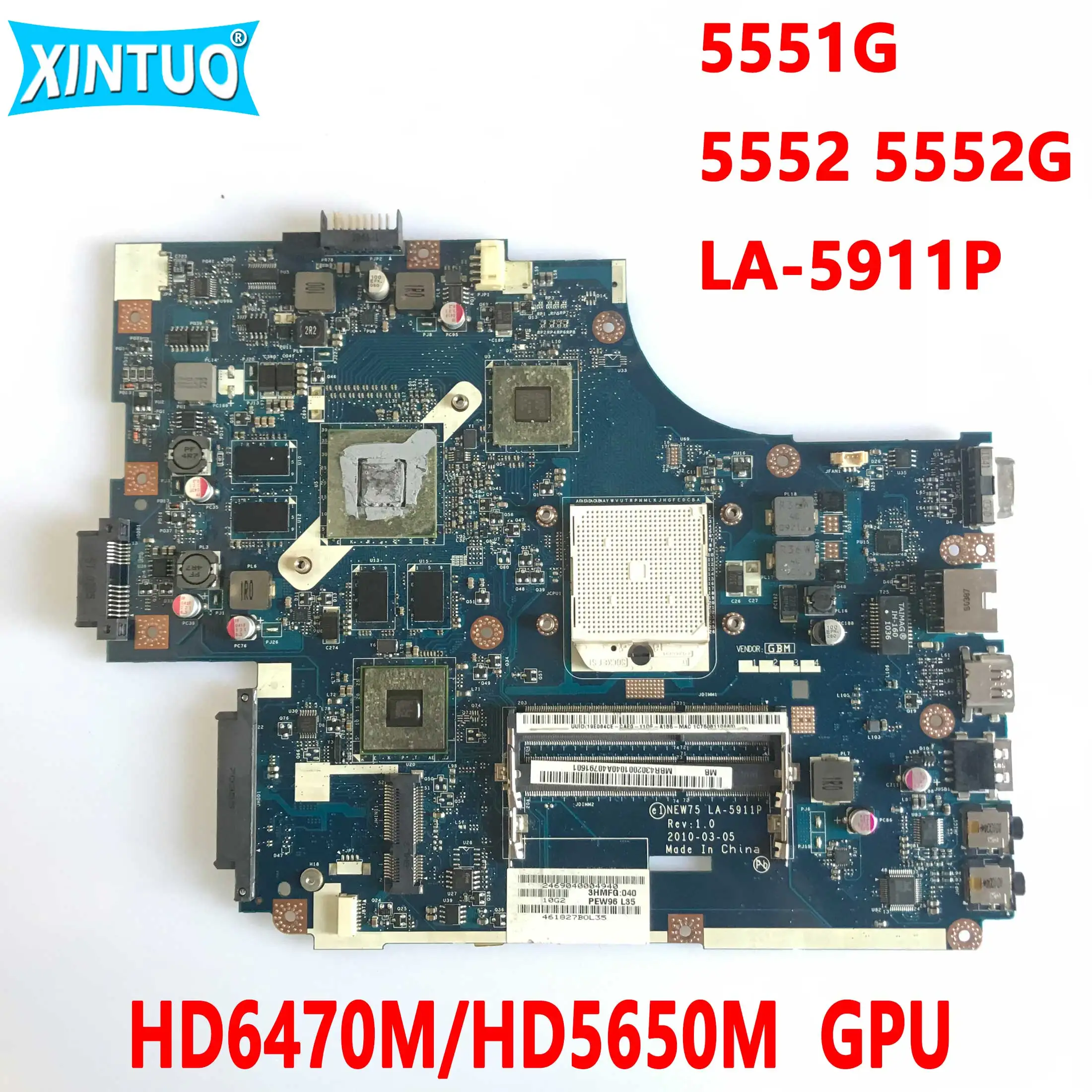 NEW75 LA-5911P motherboard for Acer aspire 5551G 5552 5552G laptop motherboard with HD6470M HD5650M GPU DDR3 100% test work