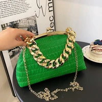 luxury brand trend pu leather womens shoulder bag metal frame chain clip handbag fall 2022 designer fashion messenger bag tote