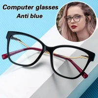 new anti blu ray tr90 optical retro cat eye unisex glasses square black large frame women man vintage flat glasses