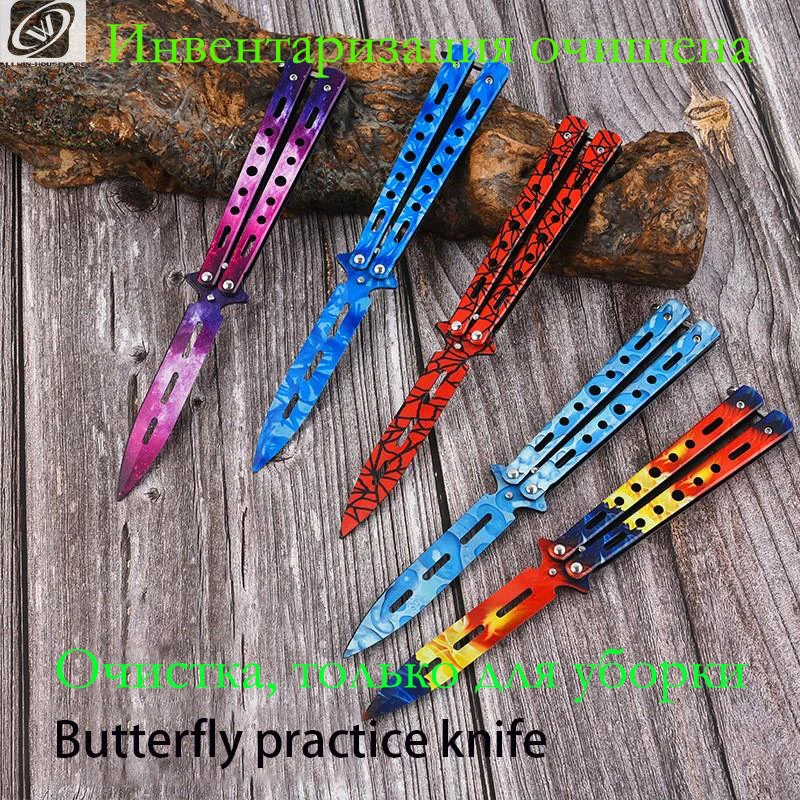 

Folding Butterfly Knife For Training Stainless Steel Portable No Sharp Blade Practice Flipping Children Couteau Papillon Anime