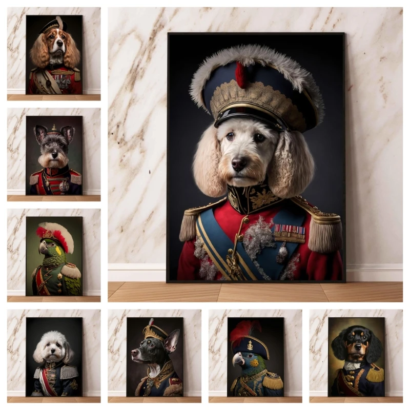 

Canvas HD Prints Dog in Military Uniform Picture Cuadros Best Gift Poster Home High Quality Art Decorative Children Gifts