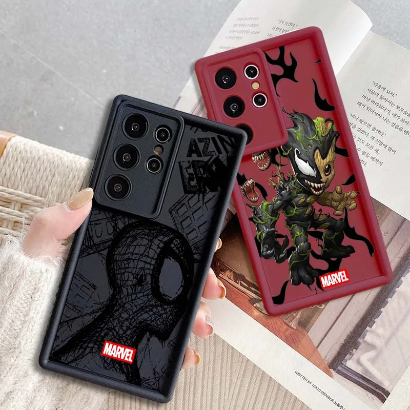 Marvel Groot Spider-Man Art для Samsung Galaxy S25 S24 S23 S22 S21 S20 Ultra Plus FE 5G Eye Ladder Чехол телефона Мягкий