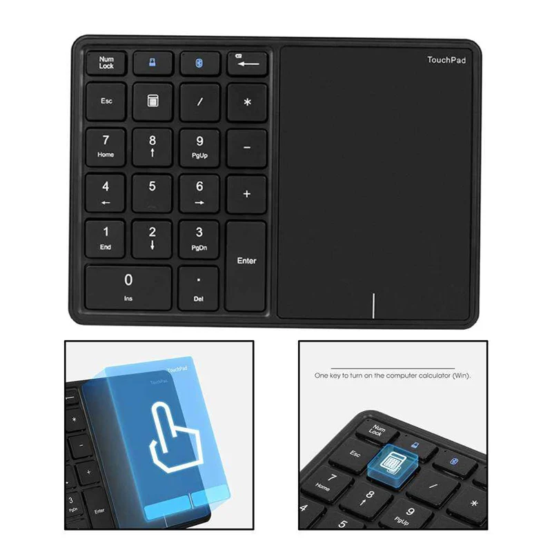 SeenDa 2 4G Bluetooth клавиатура цифровая с цифровой клавиатурой 22 клавиши тачпадом для
