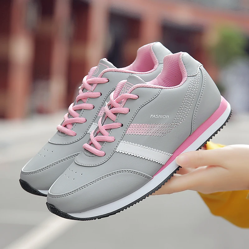 Sneakers Women 's Running Shoes PU Outdoor Tennis Sports Shoe with Pores Casual Walking Footwear Zapatos De Cuero Artificial