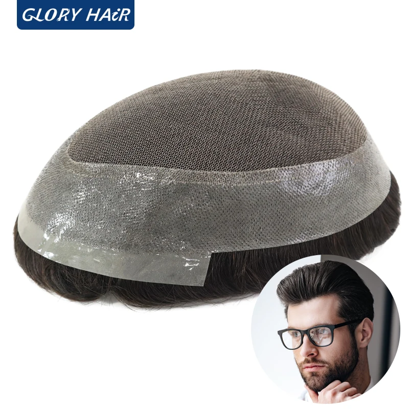 Фото Gloryhair-Dura Australia Капиллярный протез для волос Мужской свободный стиль Мужской парик для волос Мужской капиллярный протез Человеческие волосы Мужские парики №1