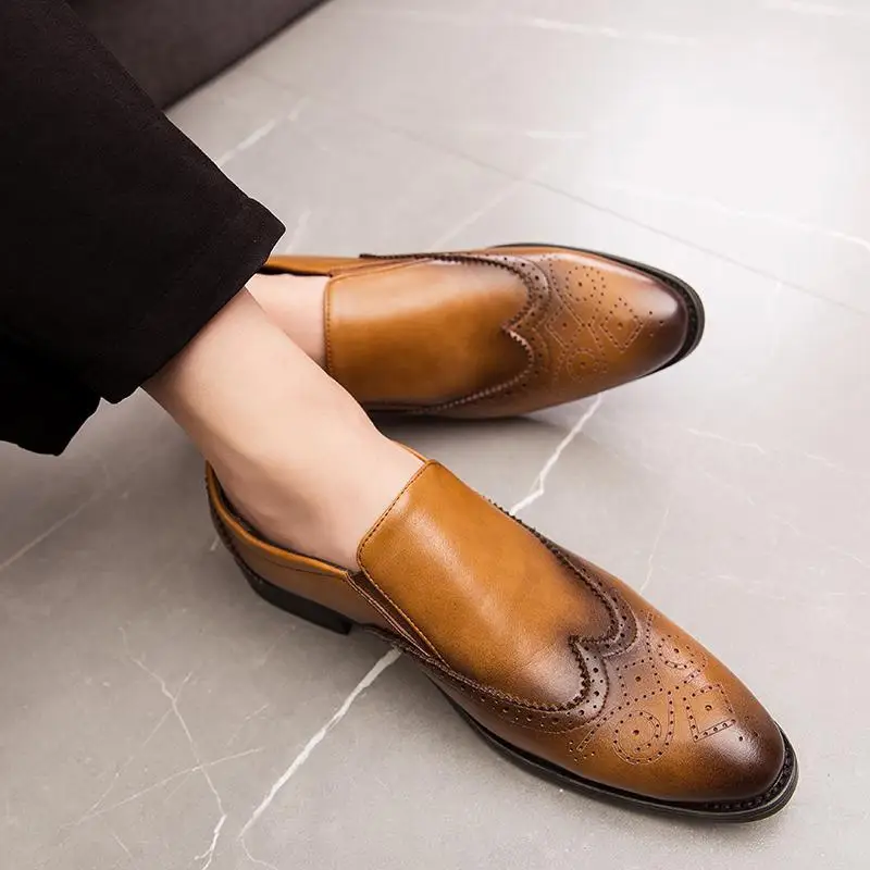 

Мужские туфли Весенняя британская натуральная черная рабочая обувь увеличивающая рост для жениха мужская деловая формальная повседневная кожаная обувь для молодых мужчин
