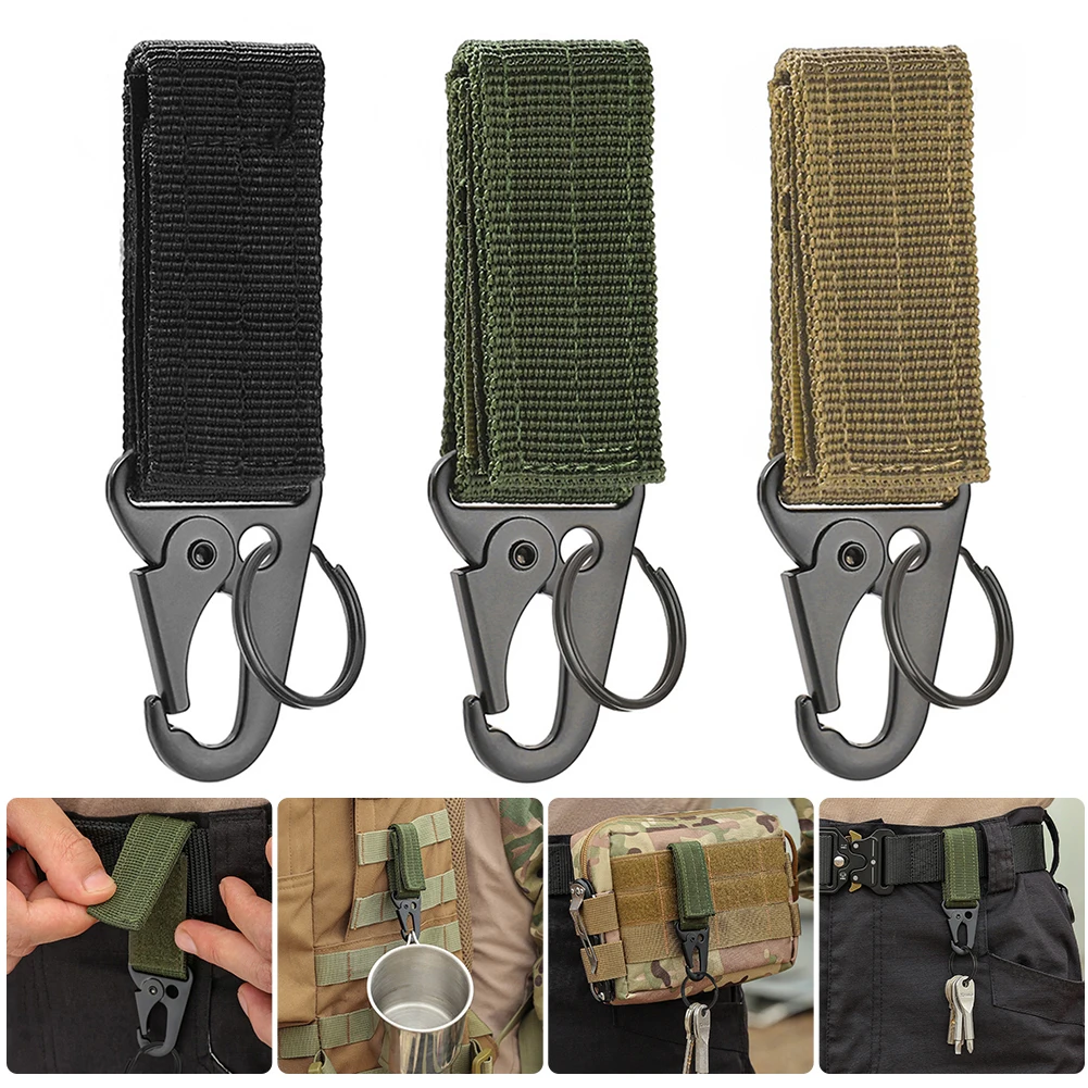 

Outdoor military Nylon Webbing Buckle Hook Water Bottle Holder Clip EDC Climb Carabiner Belt Backpack Hanger Camp Accessories