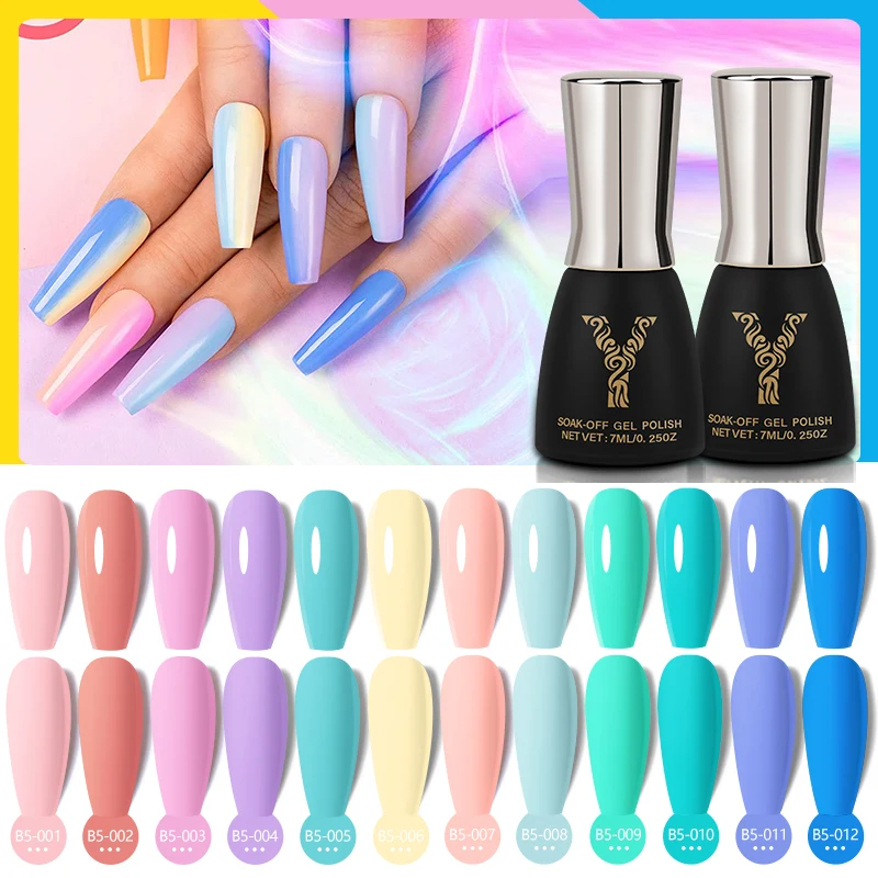 

YOKEFELLOW Nail Gel Polish 12pcs/Set Soak Off UV LED Nails Varnish Set Red Nude Semi Permanent 7ml Nail Art Gel Lacquer Gift Box
