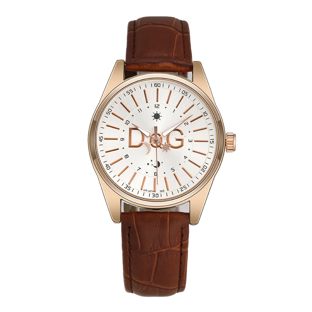 

Часы наручные DQG Мужские кварцевые, брендовые деловые, повседневные водонепроницаемые с коричневым кожаным ремешком, цифровые, подарок для мужчин