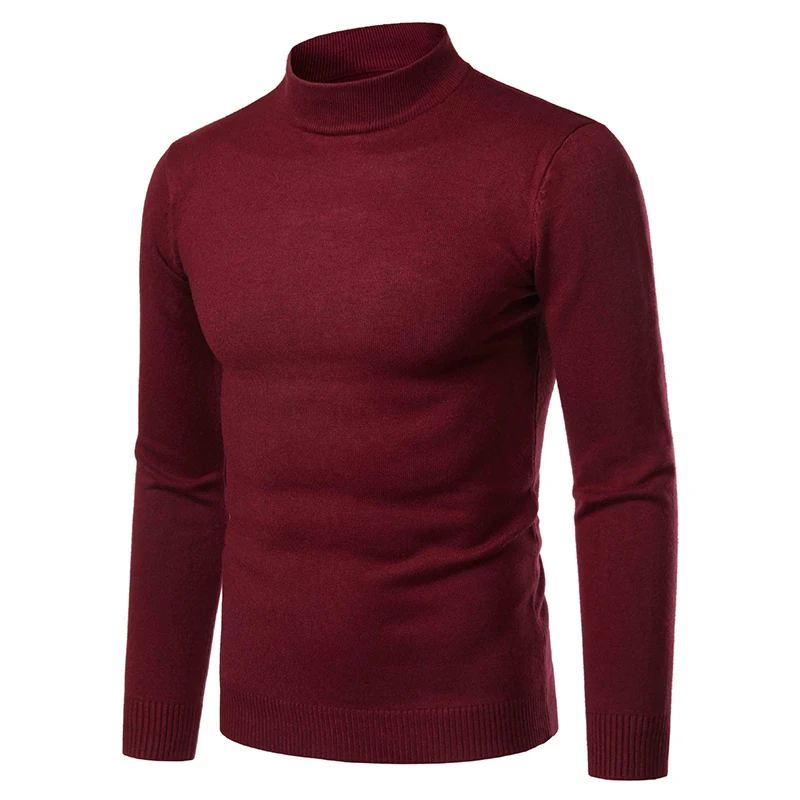 Men High Neck Cashmere Knitwear Autumn Winter Thick Warm Turtleneck Sweater Male Slim Pullover Casual Solid Long Sleeves Tops