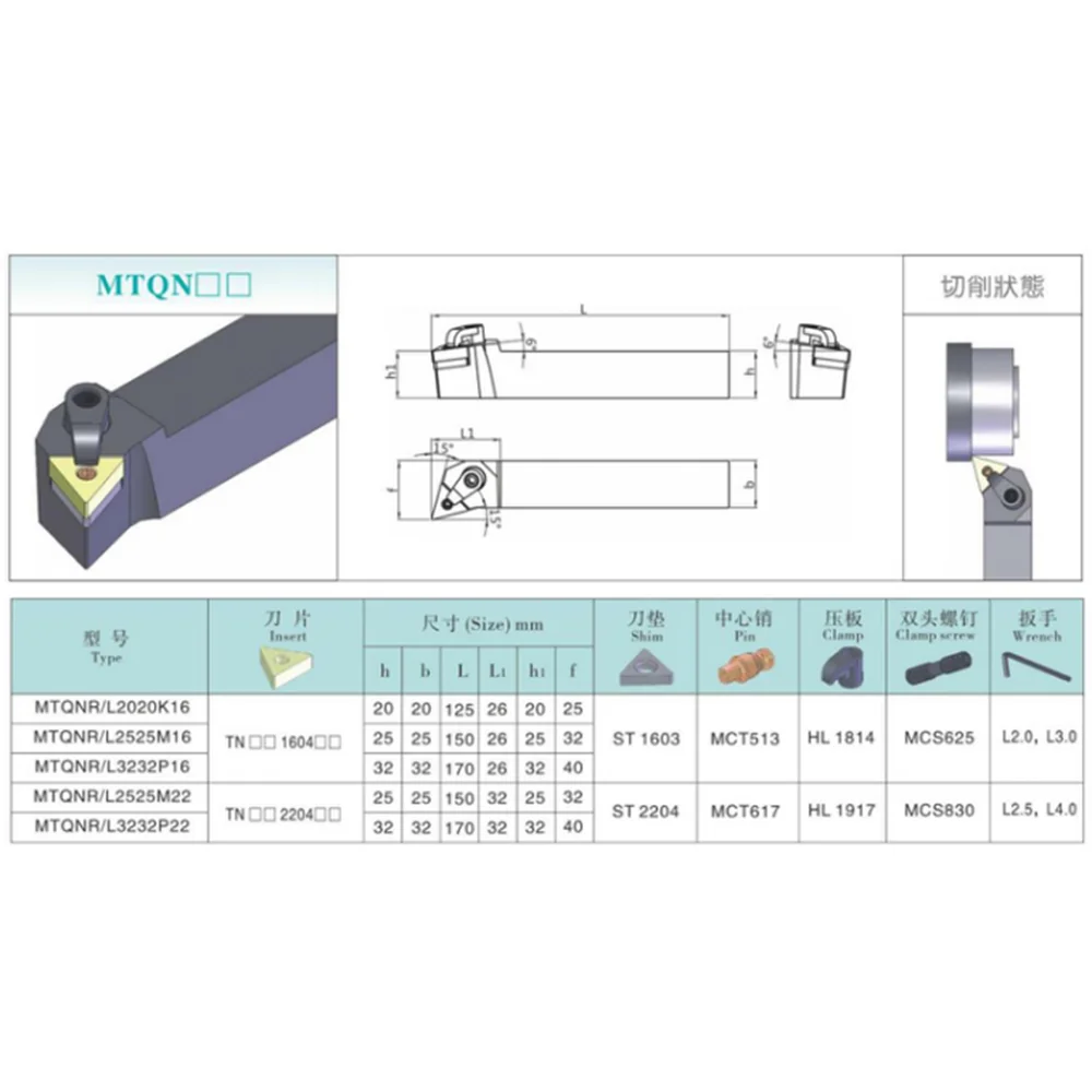 HENGXIN держатель внешних токарных инструментов для металлообработки MTQNR MTQNL