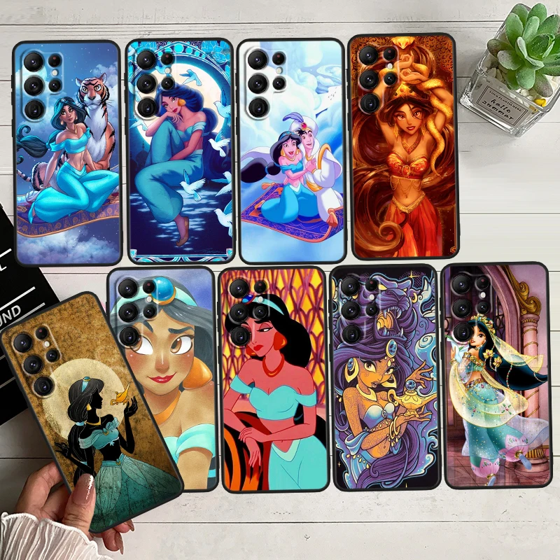 

Princess jasmine Black Phone Case For Samsung Galaxy S23 S22 S21 S20 FE Ultra Pro Lite S10 S10E S9 Plus 5G Cover