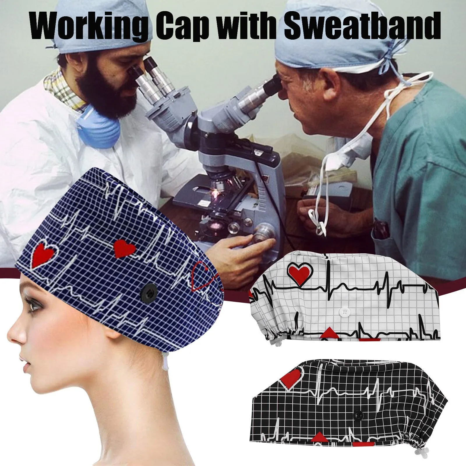 

Working Cap With Buttons And Elastic Band For Stretchy Ribbon Tie Ponytail Hats Hats Chef Hats Point Hat