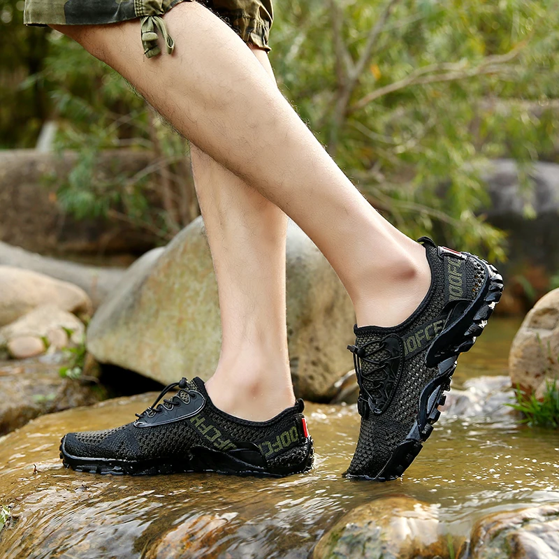 SENAGE Men Hiking Shoes Mesh Breathable Male Sneakers Summer Outdoor Trail Trekking Mountain Climbing Sports Camping Shoes