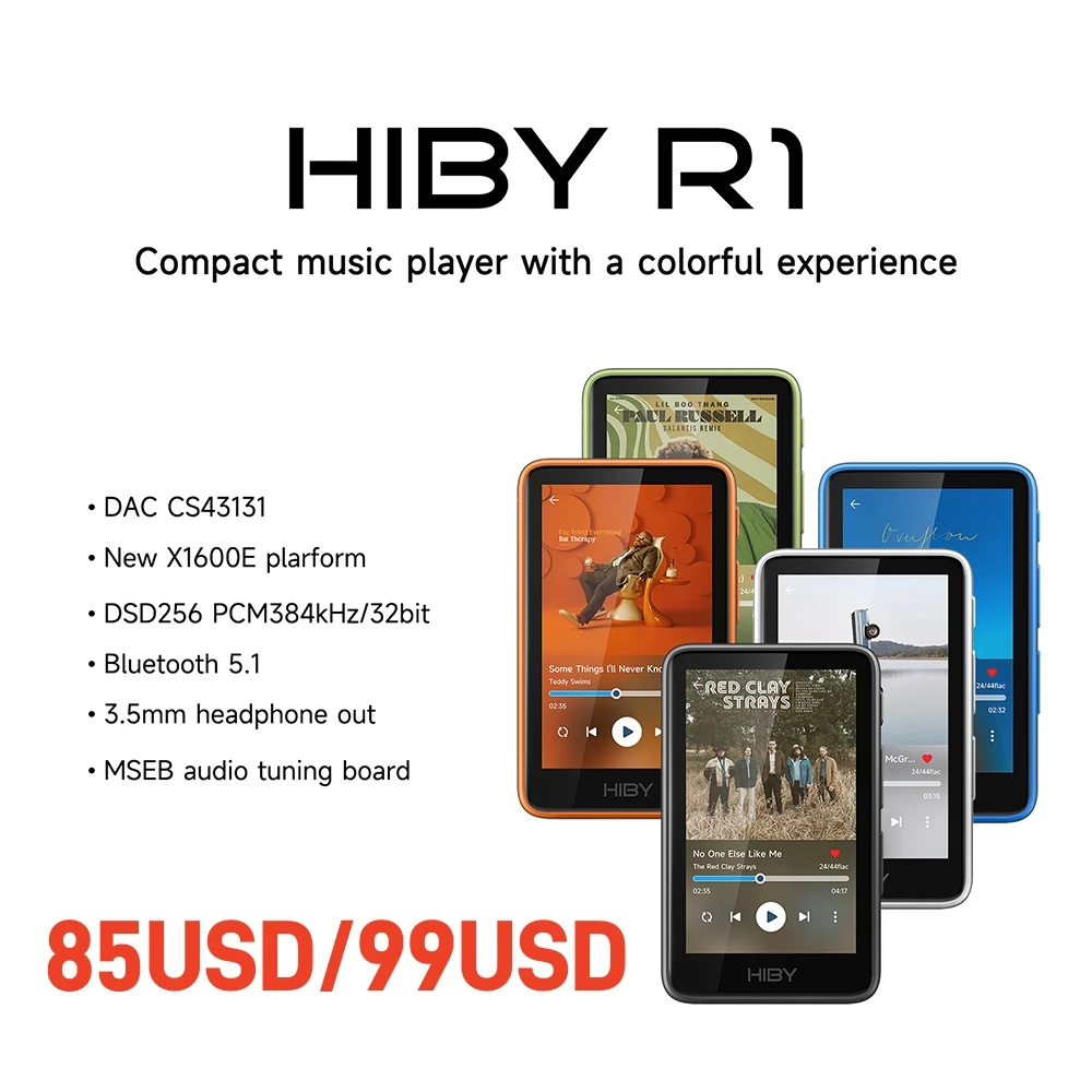 Фото HiBy R1 Haibei Портативный MP3-плеер с чистым звуком, высококачественным сенсорным экраном, поддержкой Bluetooth и карт памяти TF. №2