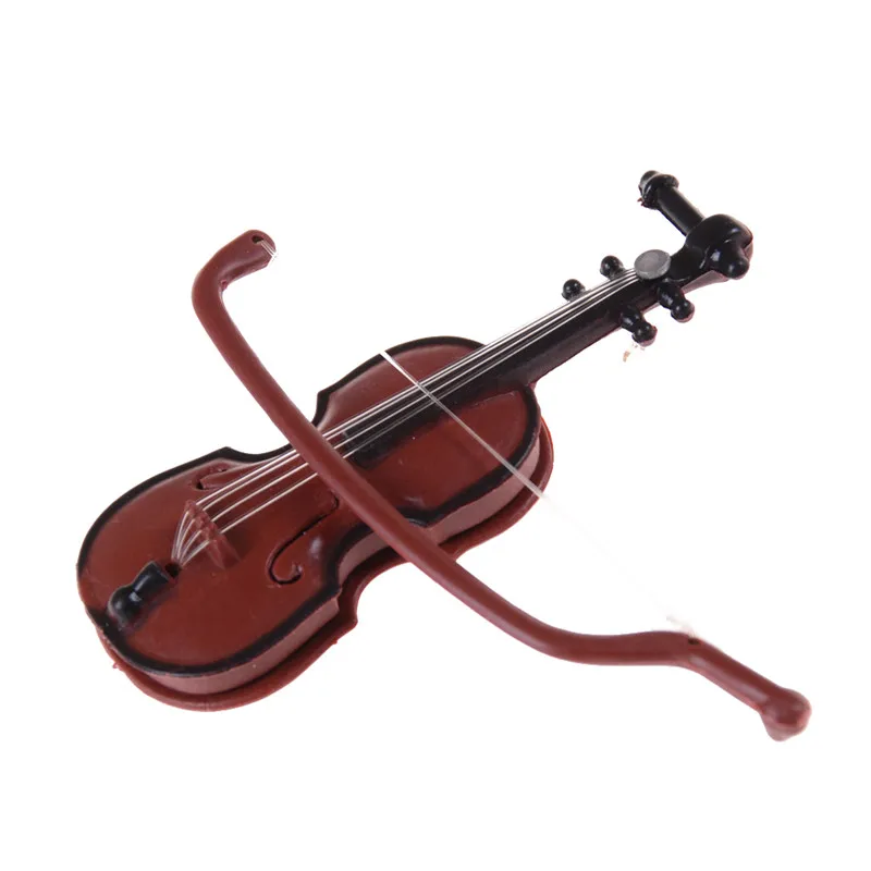 

1PC Music Instrument DIY 1/12 Dolls House Wooden Violin with Case Stand Plastic Mini Violin Dollhouse Crafts 2022