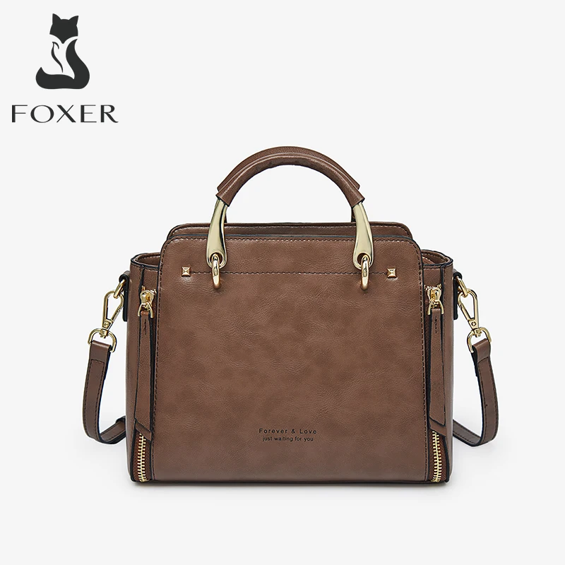 FOXER Brand New PU Leather Handbag Women's Chic Tote For Female Shoulder Bag Large Capacity Crossbody Bag Stylish Messenger Bags
