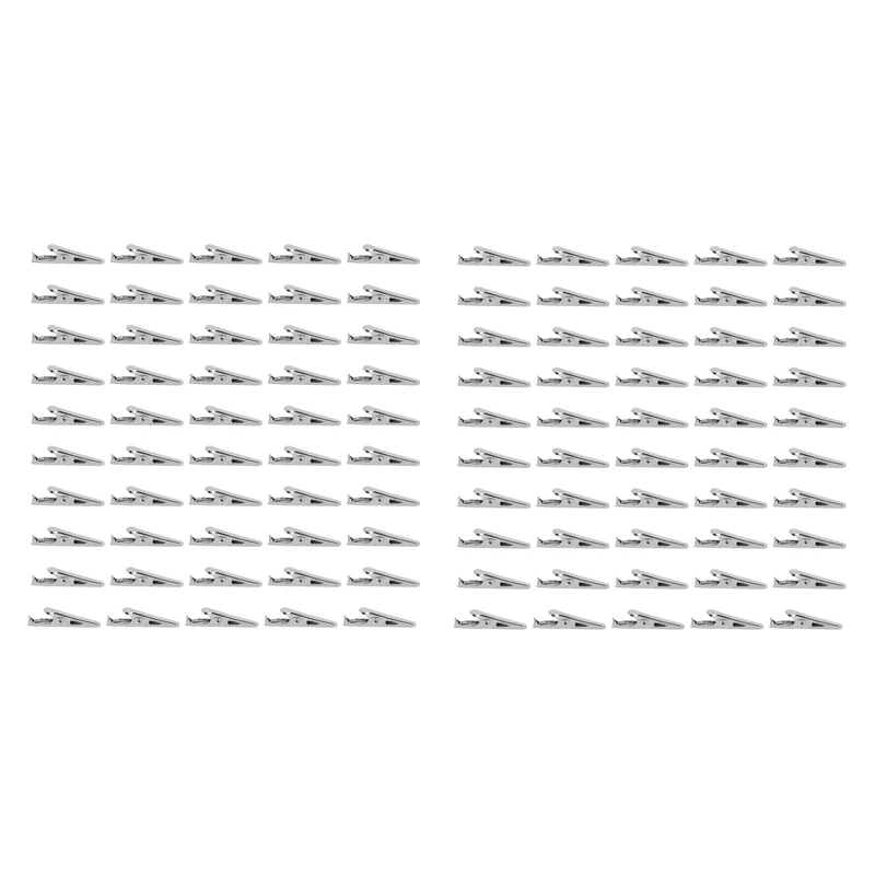 

100 Pcs Silver Tone Metal Alligator Clip Crocodile Clamps