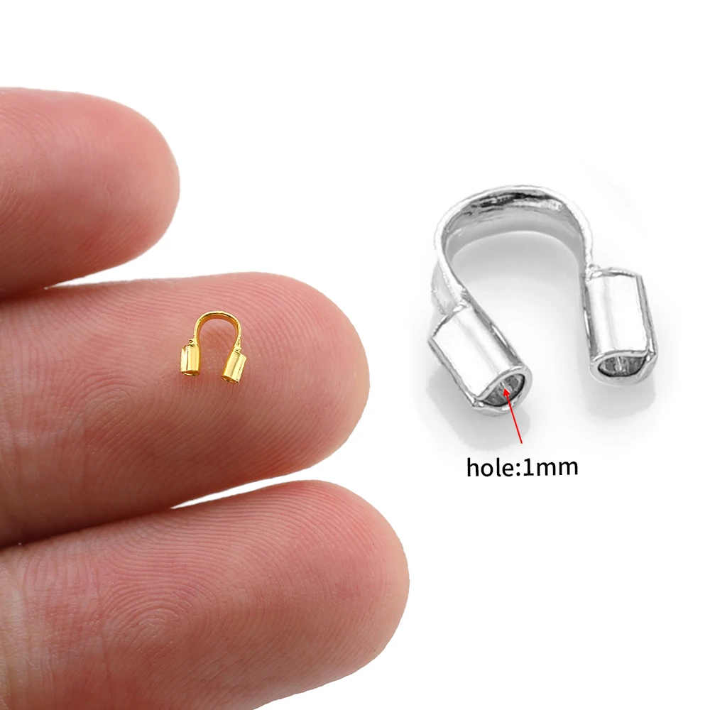 200Pcs/lot Stainless Steel U Shape Connectors Metal Wire Guard Protectors Loops for Jewelry Making DIY Accessories Supplies