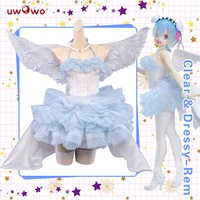 uwowo rem cosplay costume rezero starting life in another world clear dressy cute angel cosplay dress