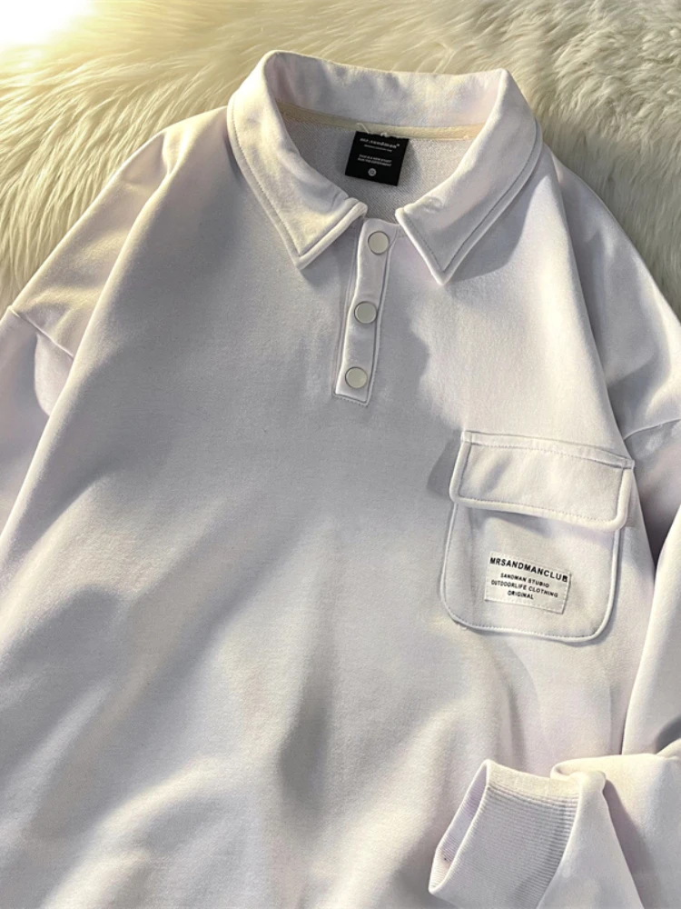 

Рубашка-поло для мужчин и женщин, однотонные футболки большого размера, пуловеры с длинным рукавом, Свитшот в эстетике гранж, повседневные в...