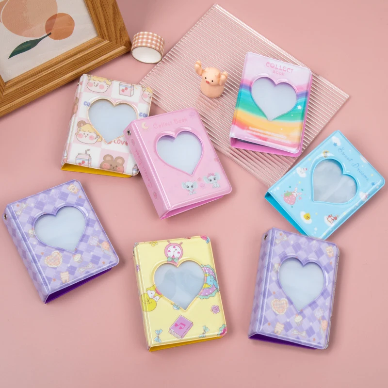 

New Sweet 3inch Photocard Holder Hollow Love Heart Love Kpop Album Collect Book 40pockets Idol Cards Sleeves Cute Stationary