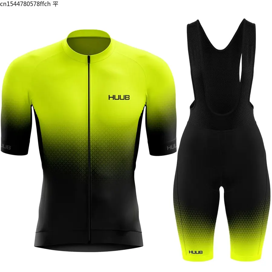 

2023 HUUB Cycling Jersey+Bib shorts Set Mens Team Mountain Bicycle Clothing Short Sleeve Suit MTB Bike Training Uniform