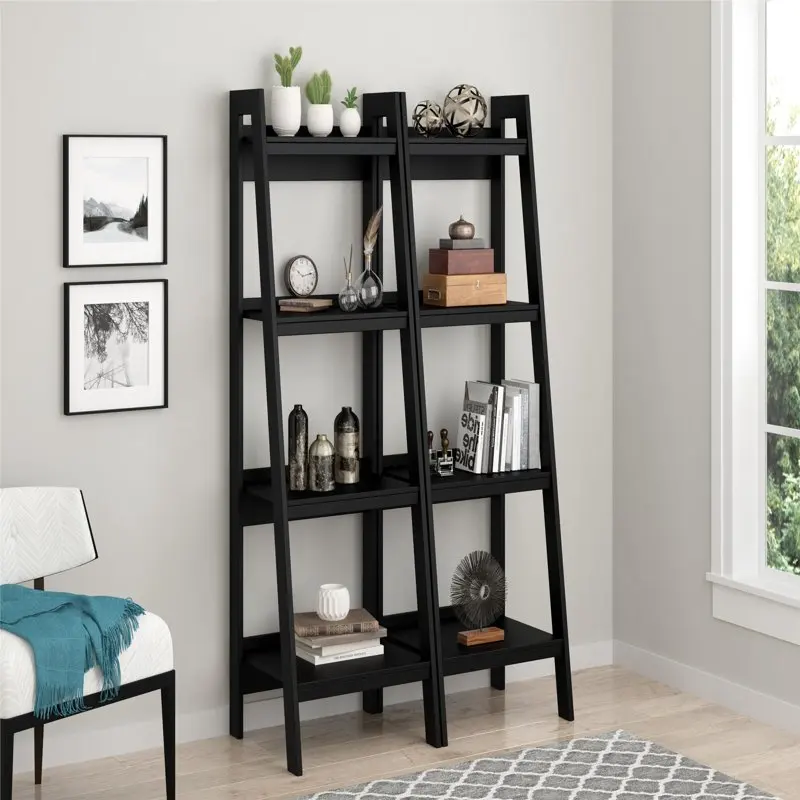 

4 Ladder Bookcase Bundle, Black