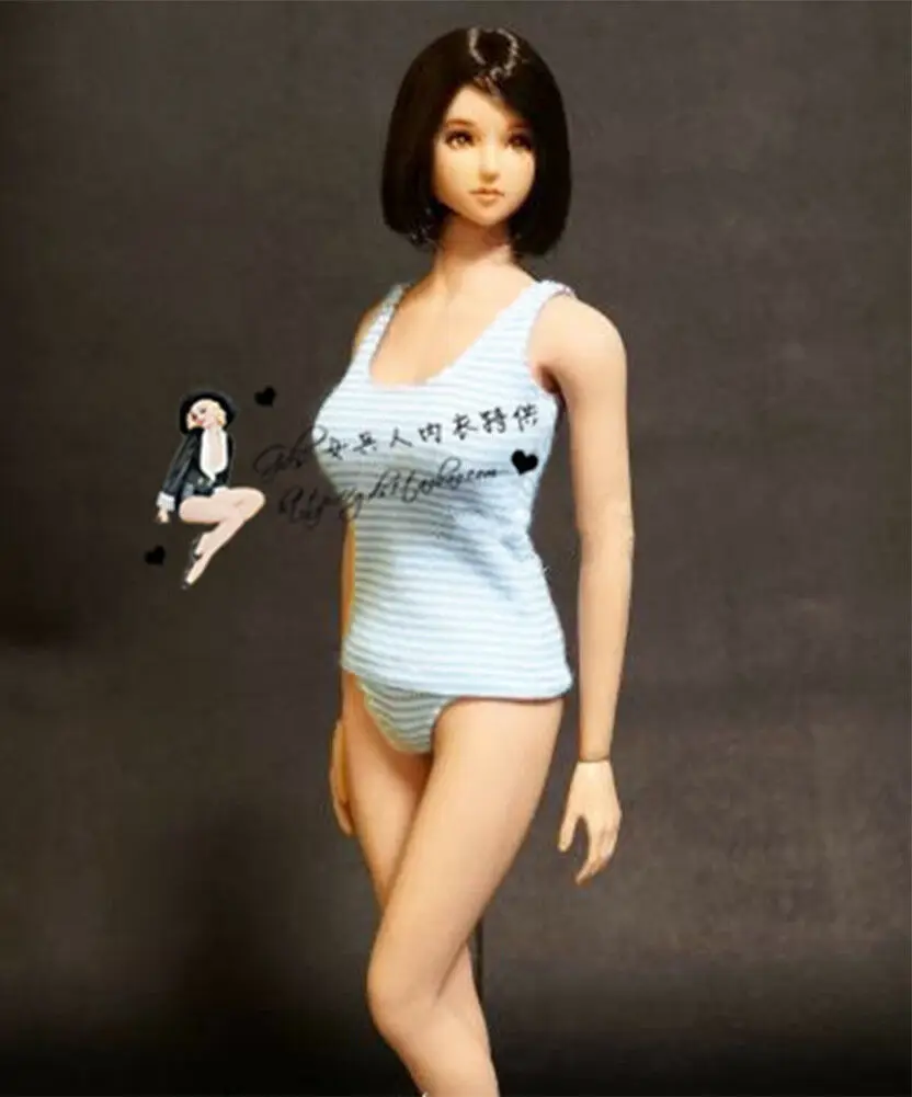 

[1:6 Scale Clothes] Sea blue striped vest + underwear FOR 12" PH HT Female Doll