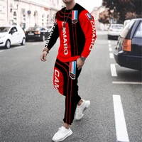 2022 men set 3d printed long sleeved t shirt outfits car style leisure 2piece male pants jogger suit streetwear trend tracksuit