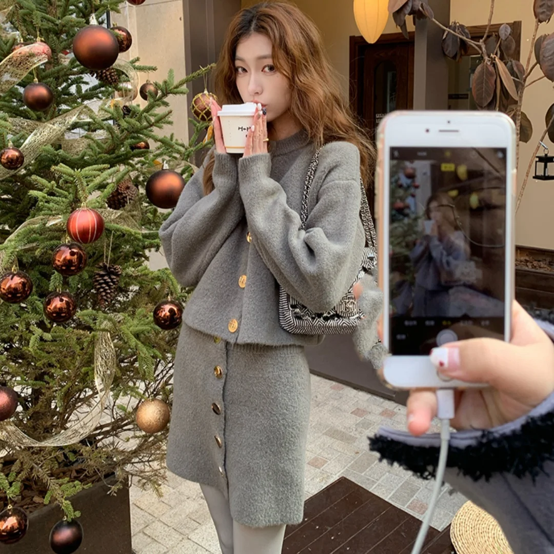 Женские топы + мини-юбка-карандаш шикарный модный укороченный кардиган с